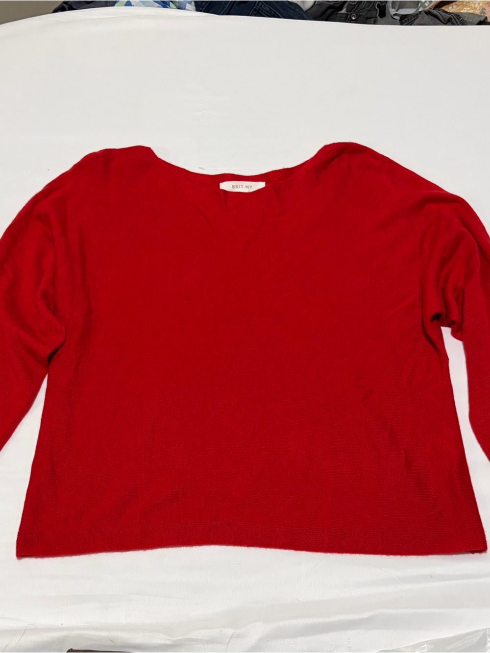 NWOT BRIT.NY Red Soft Cashmere Blend Lightweight Knit Sweater Size M